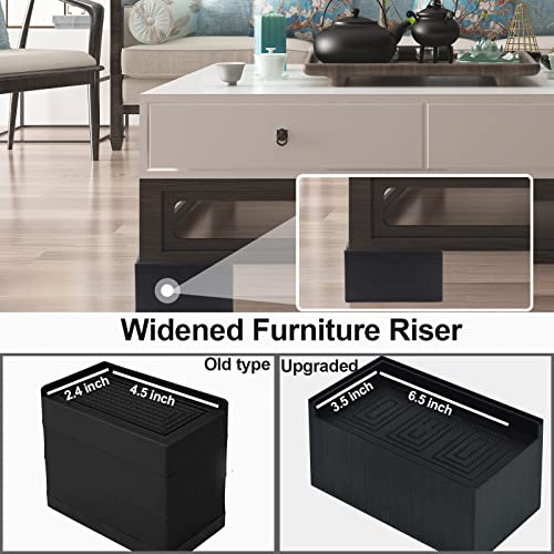 MYMULIKE Bed Risers 5 inch, 8 Pack Oversized Extra Large 7x4inch Post, 11000lbs Heavy Duty Couch Risers, L Shape Wide Opening Extra Large Furniture Risers for Bed, Couch, Sofa, Table, Chair