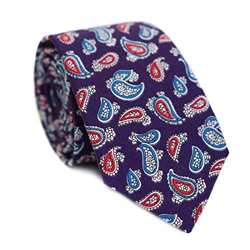 Image of JESLANG Men's Cotton Printed Floral Tie 2.56 inch Skinny Narrow Necktie Various Designs
