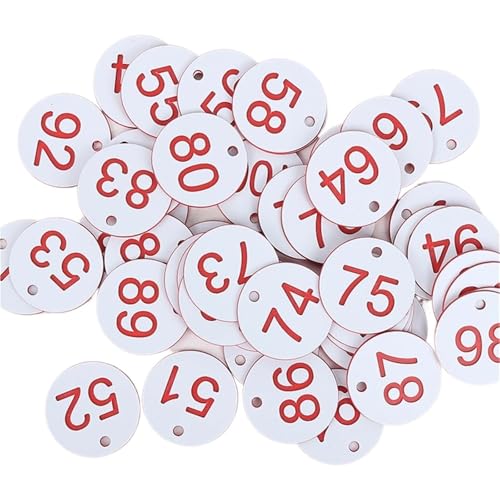 ABS����ԍ��^�O�A ABS Round Beehive Number Tags 1-100 With Hole Multicolor 3.5cm 100 Pcs(White)
