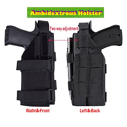 Larkoo Pistol Pouch Holster For 9Mm 1911 Glock - Universal Adjustable Hand Gun Case Molle Pistol Belt Holster Bag With Double Mag Magazine Pouch For Convertible Ambidextrous （Left Right Hand） #TOP1