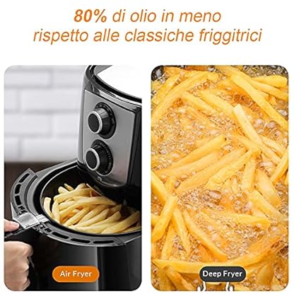 Bakaji Heißluftfritteuse ohne Öl Airfryer 4,4 l Fritteuse braten auf natürliche und gesunde Weise, Leistung 1400 W, mit Timer 30 min und Temperaturregelung bis 200 °C – Bild 6