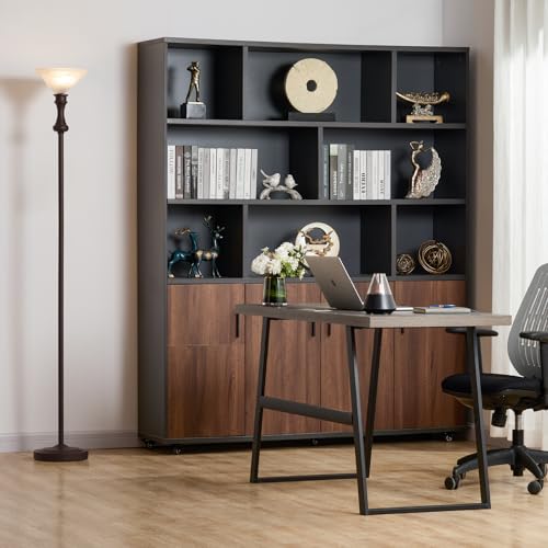 Image of Torchiere Brown Floor Lamp for Living Room with Glass Shade-71IN