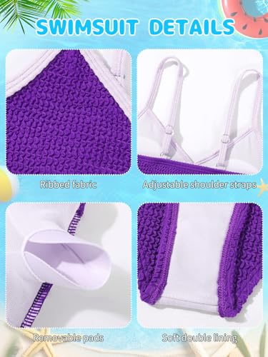 Image of Girl's 2 Piece Swimsuit Solid Spaghetti Strap Bikini Sets Beach Bathing Suit Swimwear for Teen Girls