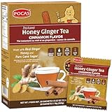 Pocas Honey Ginger Instant Tea Powder, Cinnamon Flavor, Ginger Extract & Real Honey, Caffeine-Free Tea, 20 Packets