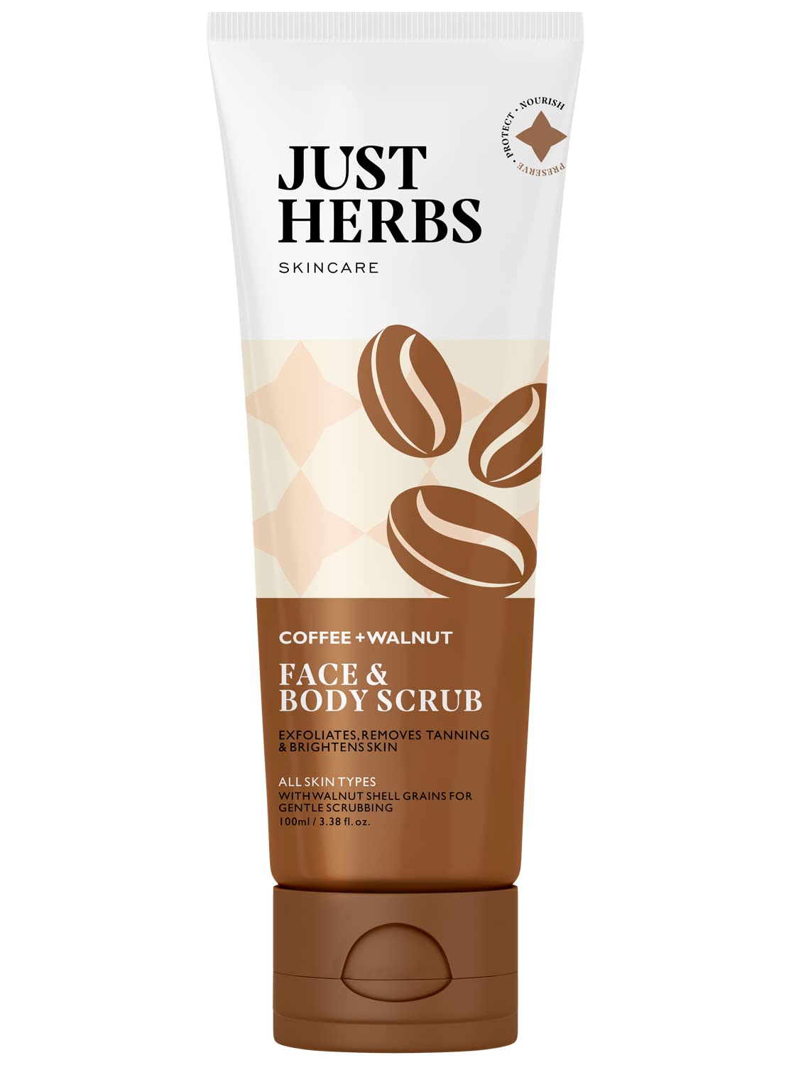 Buy Just Herbs Coffee, Walnut Exfoliating Detan Face & Body Scrub for