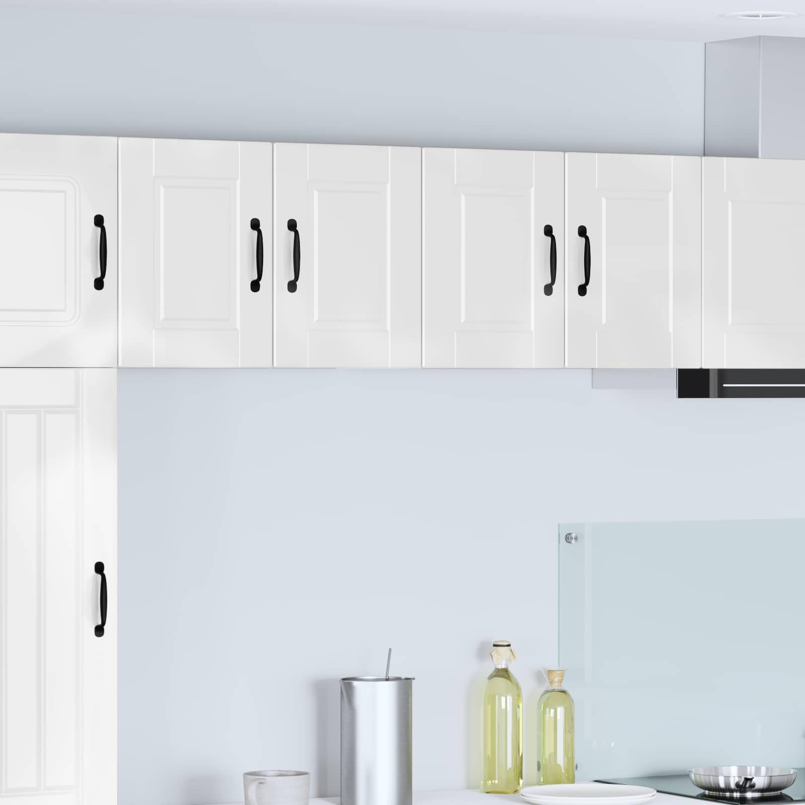 Wandschrank Porto Hochglanz Weiß Holzwerkstoff 60 x 31 x 40 cm mit 2 Regalen, Wandmontage, moderner Küchenschrank für Stauraum, Aufbewahrung, Vorratsschrank und Küchenorganisation