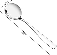 Vista 2 de Anbers Cucharas de sopa redondas de acero inoxidable, 12 cucharas redondas de caldo