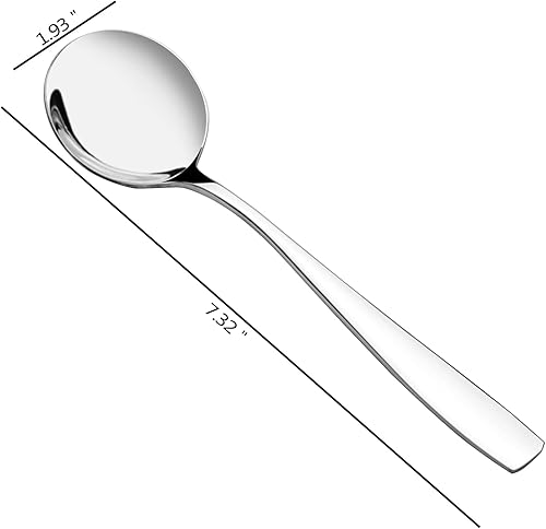 Miniatura 2 de Anbers Cucharas de sopa redondas de acero inoxidable, 12 cucharas redondas de caldo