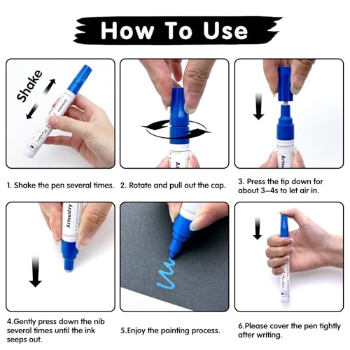 Artsunlvy 2PM Blue Paint Pens Permanent Markers - 2 Pack Oil Based Quick Dry Waterproof Markers For Tire thumb #3