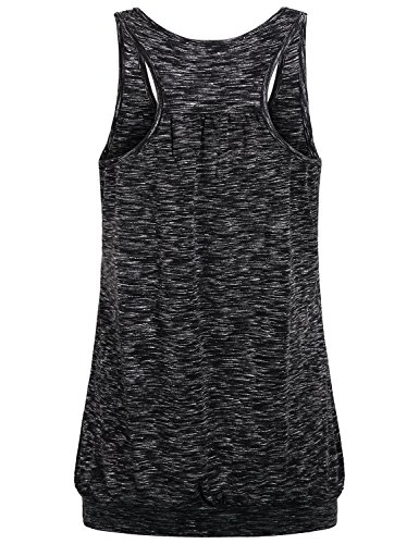 Miusey Workout Tank Tops For Women, Ladies Sleeveless Round Neck Racerback Activewear Running Yoga Shirts Summer Relaxed Stretch Clothes Black L #TOP1