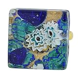 Glass Of Venice Murano Glass Venetian Reflections Ring - Square with Adjustable Band