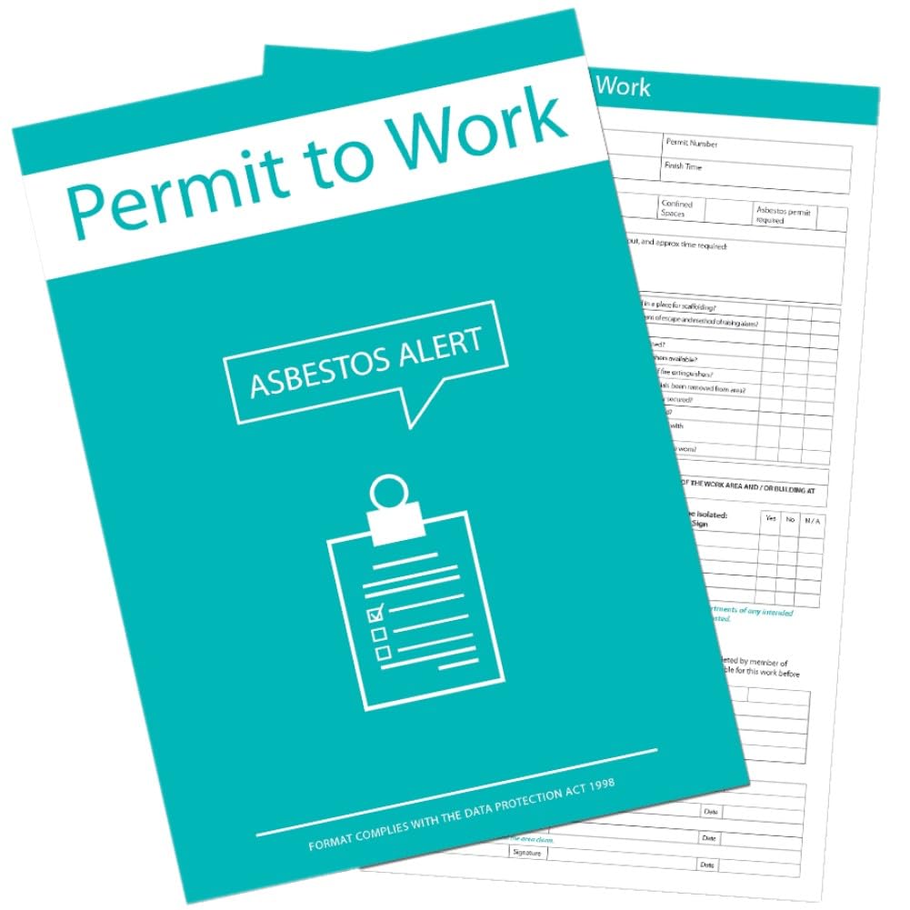Asbestos Alert Permit to Work Forms - Pack of 10 | Safety Compliance Documentation for Hazardous Material Management