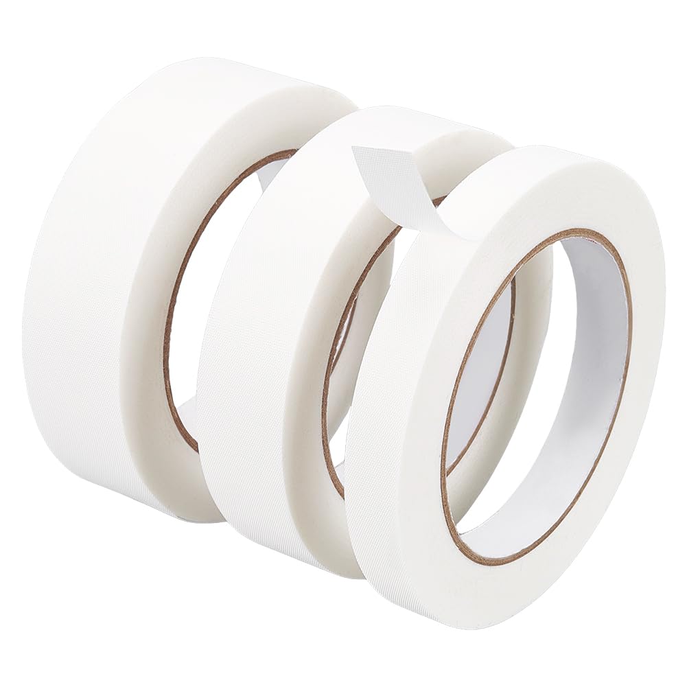 BENECREAT 135M/442.9Feet White Nylon Adhesive Tapes, 3 Styles Nylon Binding Tape Repair Tape for Reinforcing Leather Lining