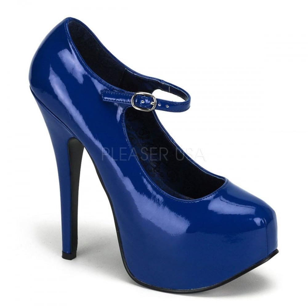 The Boot StoreBordello Teeze 07 Ladies Blue Concealed Shoes Platform Satin Heel Pump