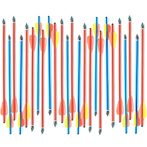 KingsArchery Crossbow Arrows Aluminum 14.75 inch (25 Pack) Long Arrows Set in Metallic Red for Hunting Crossbow Pistol Precision Target Arrow