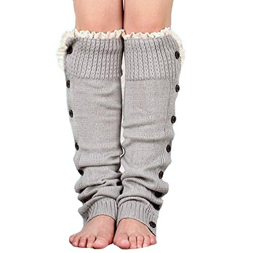 Flyou Women Knit Warmers Knee High Boot Socks Winter Boot Warm Socks Knit Boots Cuffs for Christmas