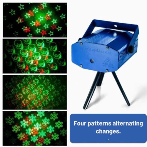 Image of One94Store Christmas Laser Light Projector | Red & Green LED Laser with 12 Designs | Moving Pattern Projector with Tripod Stand, USB Cable & Adapter | for Home, Party & Festival Decoration