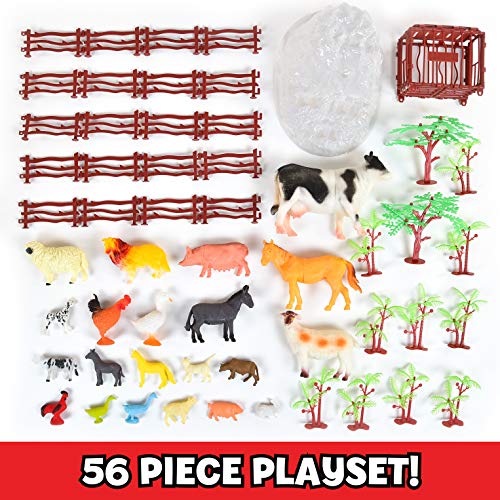image for Sunny Days Entertainment Farm Animals Bucket – 56 Piece Toy Play Set