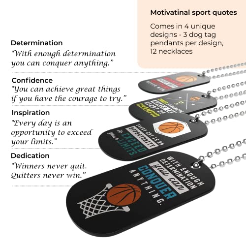Inkstone Basketball Dogtag Necklaces | Motivational Winners Never Quit, Quitters Never Win | 12 Pack | Encouraging Gift for Teams, Players, and Employee2
