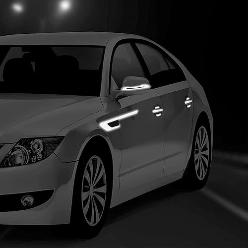 Miniatura 2 de JINYUNDUOSP Juego de 12 calcomanías reflectantes para automóvil, espejo retrovisor, calcomanías reflectantes de advertencia para el costado del
