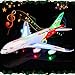 Liberty Imports Bump and Go Electric Airplane A380 Kids Action Toy - Big Model Airbus with Flashing 3D Lights and Realistic Aircraft Jet Engine Sounds (Colors May Vary)