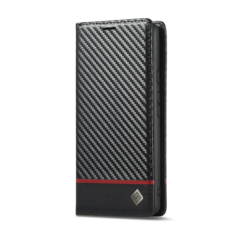 Étui Google Pixel 10 Pro XL noir avec rabat aimanté et protection en cuir carbone