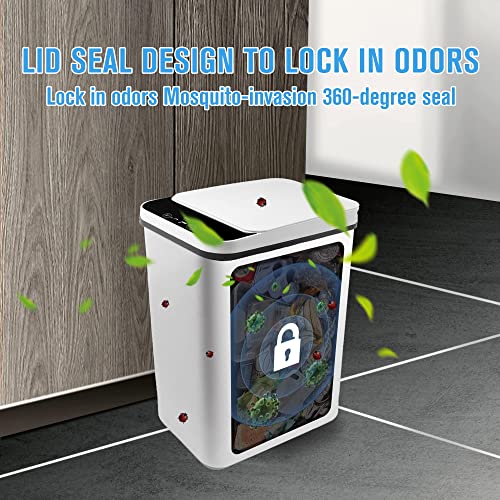 Bigeban 2 Pack Touchless Bathroom Trash Can With Lid, 2.5 Gallon Slim Smart Garbage Can, Automatic Motion Sensor Trash Can For Bathroom, Kitchen, Office, Bedroom, Living Room, Toilet (White) #TOP7