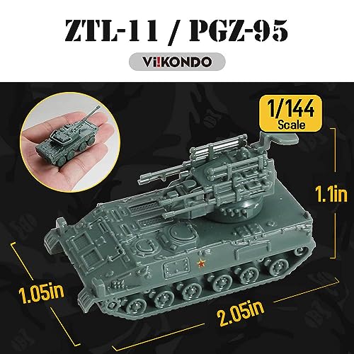 ViiKONDO Toy Tank Model Kit Military Vehicle 1/144 Scale Modern Chinese ZTL11 Armored Personnel Carrier vs PGZ95 Antiaircraft Artillery Plastic DIY Assembly Army Men Wargame Gift (8 pcs) - Thumbnail 4