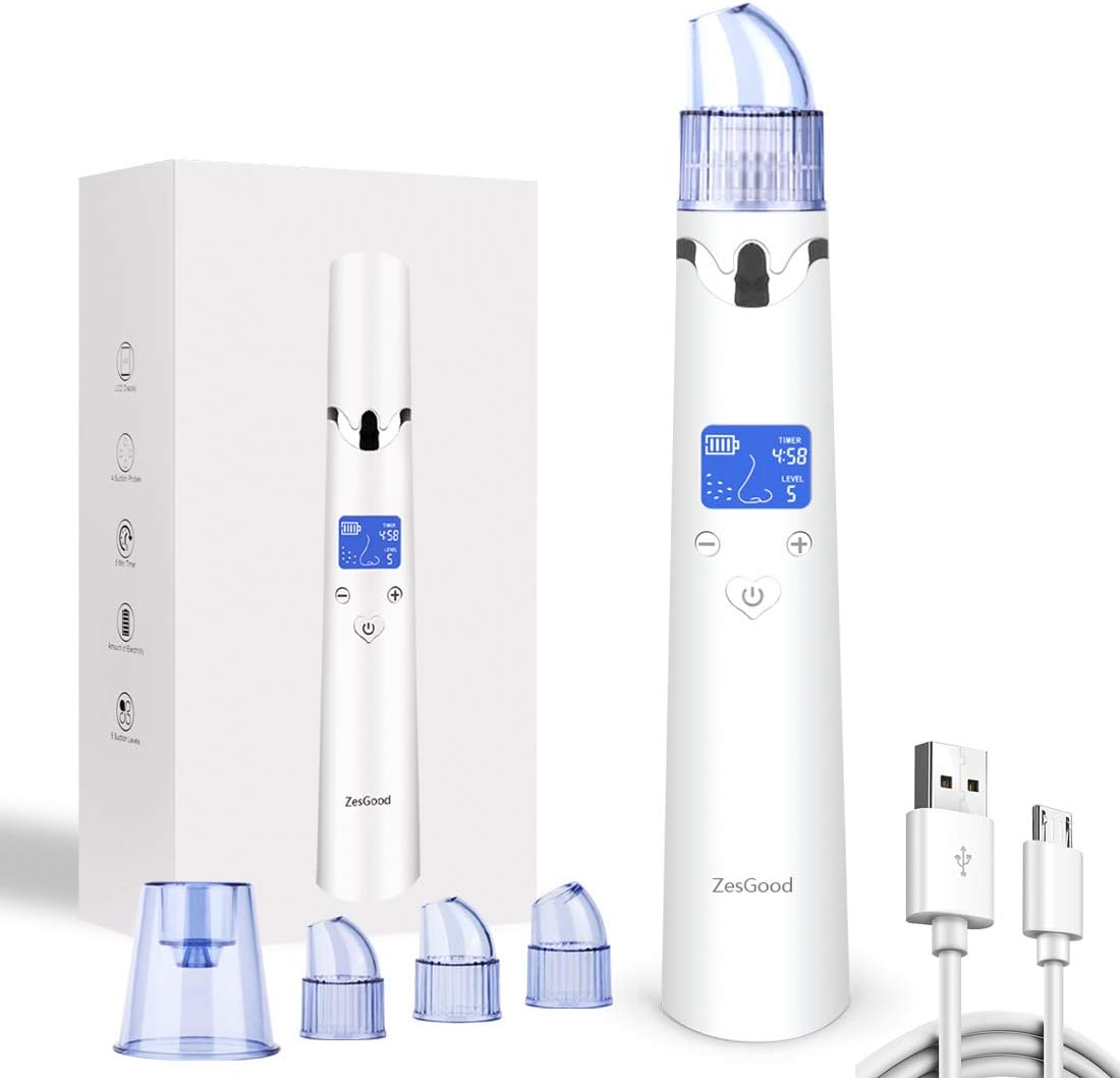 Blackhead Remover Vacuum Upgraded Suction Facial Pore Vacuum Cleaner Machine with Timer, Electric Comedo Suction Blackhead Remover Tool for Women and Men Blackhead Extractor Kit