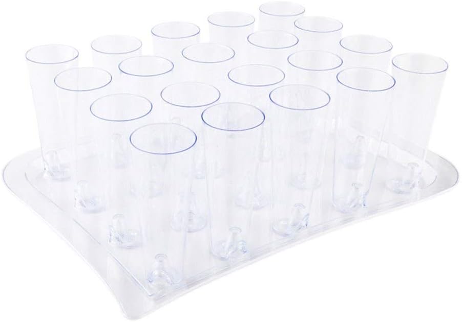 5 oz Round Clear Plastic Tall Cocktail Glass - With Serving Tray - 14 1/2" x 10 1/2" x 5" - 100 count box