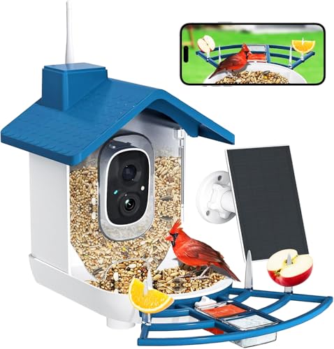 Smart Bird Feeder with Camera,Bird House Camera with Solar Panel,FHD Birds Cam for Bird Watching, AI Identification,Auto Capture & Real-time Notifications,Ideal Gift for Birds Lovers,Parents,Friends
