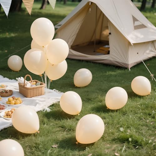 Image of Cream Balloons 10 Pack 36 inch Latex Party Neutral Round Beige Sand White Balloons for Birthday Wedding Baby Shower Gender Reveal Party Decoration
