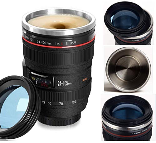 Camera Lens Coffee Mug,Stainless Steel Insulated Cup,Daily Life Coffee Cup,Photographer Camera Mug,Travel Coffee