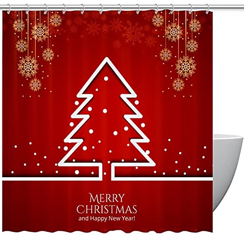 Rideau de douche sapin de Noël imperméable pour éviter les fuites d'eau