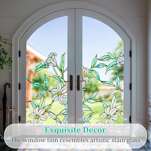 Película para ventana Coavas con diseño floral 17.5 x 78.7 in miniatura 3