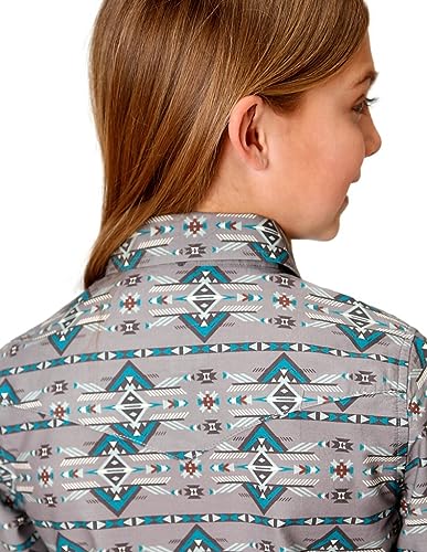 Girls' Long Sleeve Snap Geometric Aztec Western Shirt by ROPER2