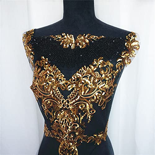 Patchs d'application de broderie or et tulle noir ADTUIUG pour customisation