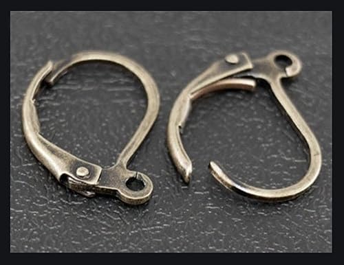 Miniatura 9 de Adabele 100 ganchos hipoalergénicos para pendientes con cierre de palanca de 0.591 in de largo, conector de latón chapado en plata esterlina CF193-1