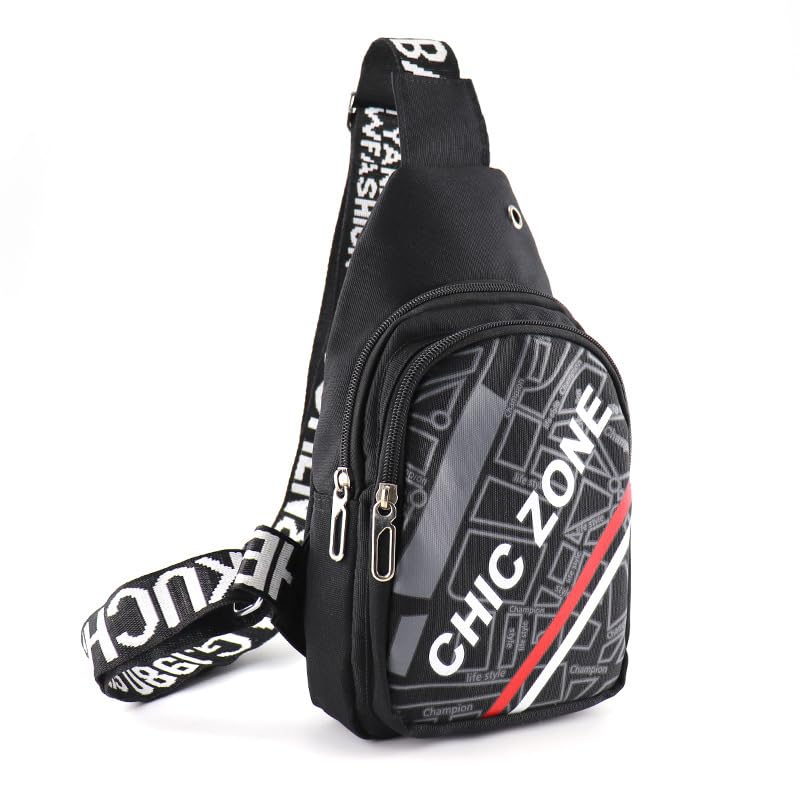 Bolsa tiracolo pequena para mulheres e homens, casual, leve, mochila atlética, multifuncional, com zíper e ombro, Preto 8033, Medium, Preto 8033