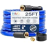 H&G Lifestyles 25ft Heated Water Hose for RV 1/2' Inner Diameter Self-Regulating Freeze Protection -40℉ Ideal for RVs Campers Home and Garden Blue