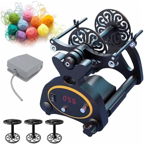 Electric Spinning Wheel Wool Spinner 800rpm Automatic Knitting Yarn Winding Machine for Yarn Weaving/Blending Roving with 3pcs Spools&PedalDigital Display
