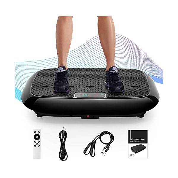 Natini-Vibration-Plate-Exercise-Machine-Whole-Body-Workout-Vibrating-Platform-with-Bluetooth-Speaker-for-Home-Fitness-Training-Equipment-with-Loop-Bands-BlackBlue Natini Vibration Plate, Whole Body Vibration Platform Exercise Machine with Bluetooth Speaker, Home Fitness Equipment for Weight Loss & Toning(Jumbo Size)