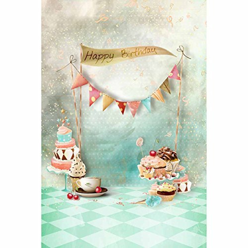 Funnytree 3x5ft Cake Smash 1st Birthday Photography Backdrop Ice-Cream Dessert Candy Table Party Banner Board Child Newborn Baby Shower Background Photo Studio Prop Photobooth Photoshoot