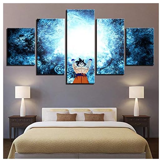 Pintura modular Impresiones en HD Decoración de la boda en el hogar 5 piezas Dragon Ball Goku Lienzo Animación Arte de la pared Imágenes Obra de arte Cartel