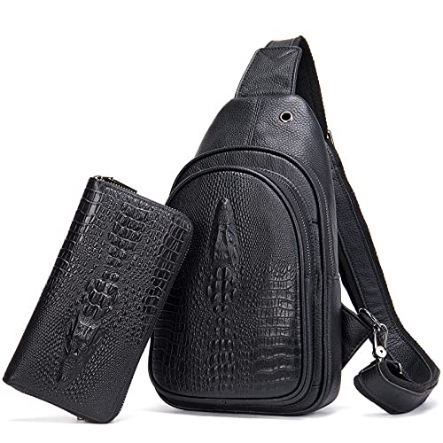 Image of NIUCUNZH Genuine Leather Cool Long Wallets for Men Personalized Zip Around Wallet Checkbook Cash Credit Card Holder Wallet Black