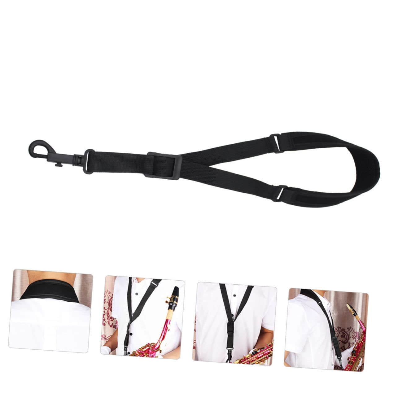 HANABASS Sangle de Saxophone Design Unique Noir en Coton pour Confort Facile à Installer et Retirer lors Pratique Musicale