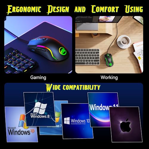 12800 DPI Memzuoix Wired RGB Gaming Mouse w/ 6 Buttons (Black) - image 8