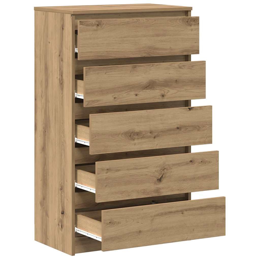 vidaXL Cajonera de Madera de ingeniería Roble Artisan 60x36x103 cm, cómoda, Armario, Armario de almacenaje, sifonier, Armario archivador