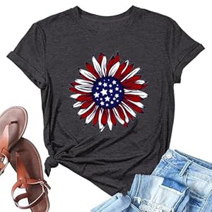 ZWSYXL American Flag Sunflower Shirts Women 4...