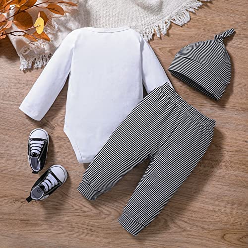 My First Thanksgiving Baby Boy Outfits Thanksgiving Newborn Clothes Infant Turkey Romper Pants Hat 3Pcs 0-18 Months3